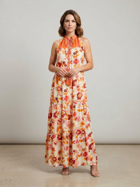 Samos dress orange floral