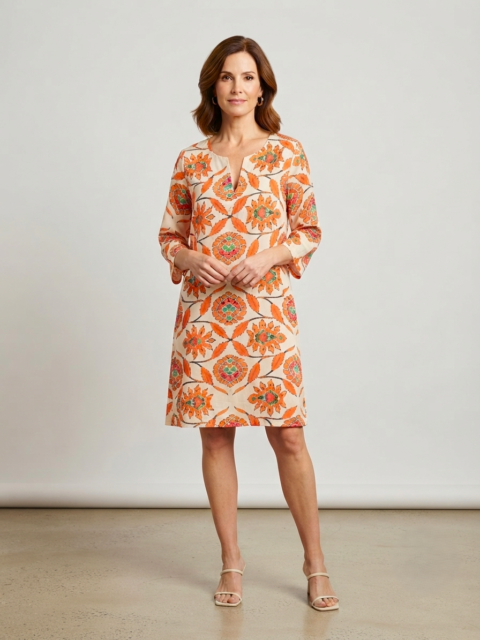 Titli Tunic Cotton Silk | Mystique Orange Print | One Size