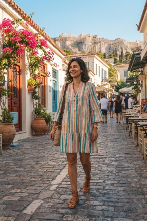 Hera short dress stripes