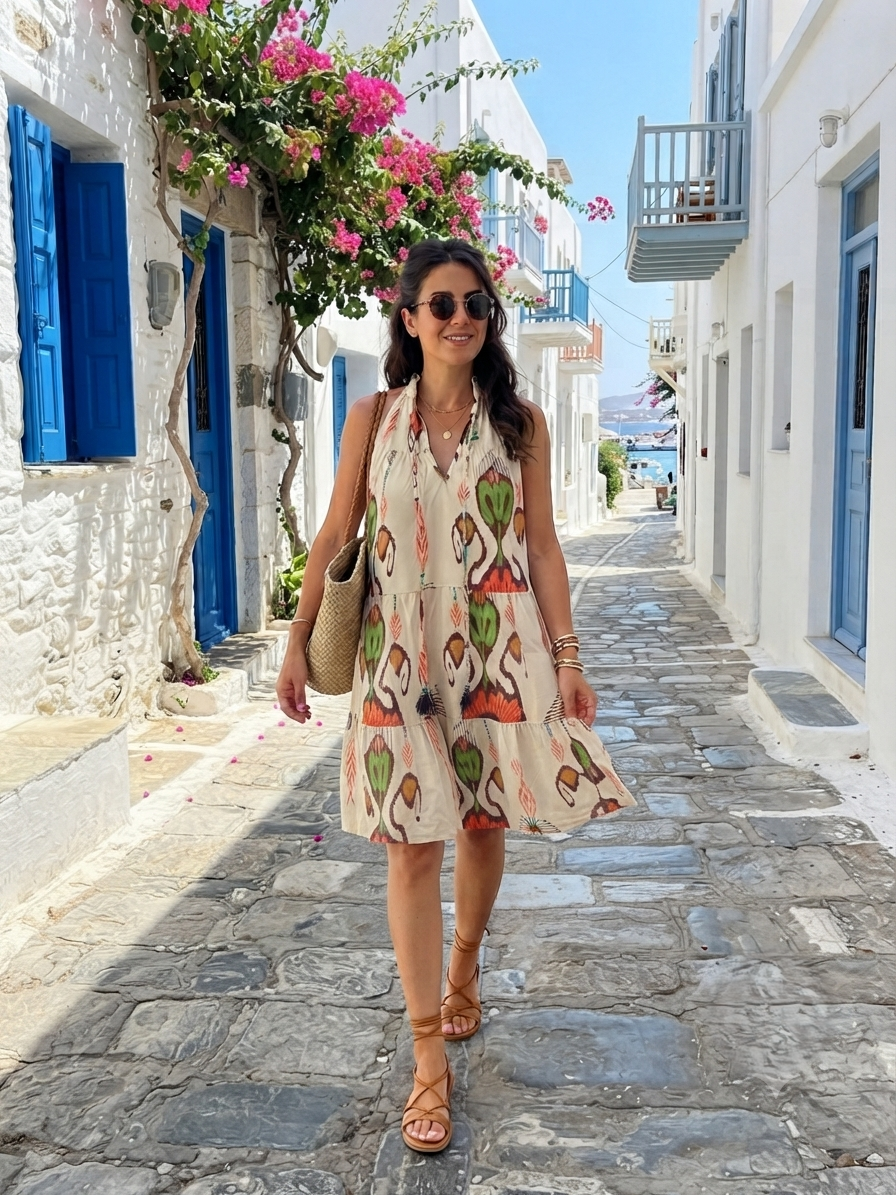 Samos Short Dress – Ojos Print