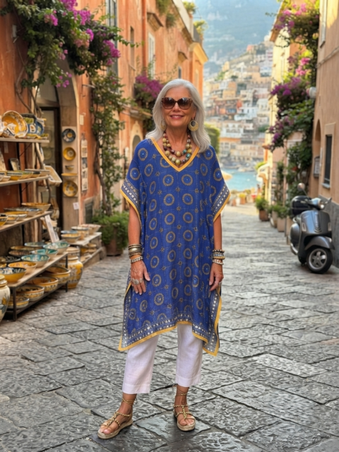 One of a Kind Handmade Phulkari Caftan | Georgette with Mirror Embellishments 02