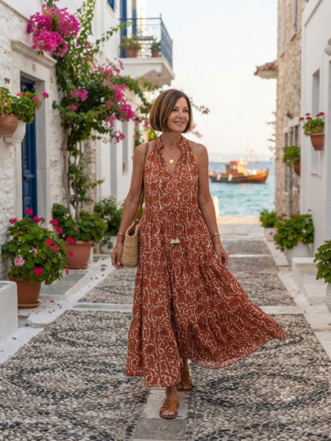 Samos Dress – canela (Cotton, One Size)