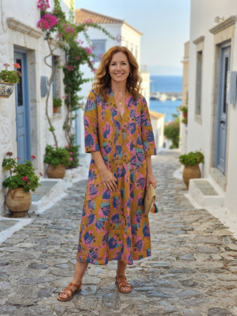 Marsha Cotton Dress | Mustard Floral