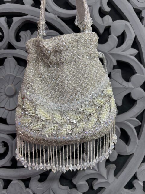 Handmade Silver Beaded Handbag