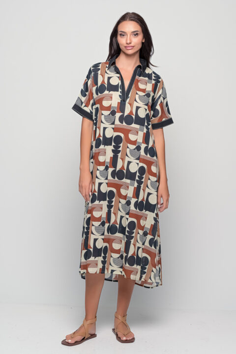 Corfu Cotton Caftan apollo print