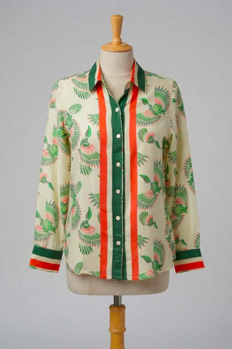 Fly Green Cotton Silk Shirt