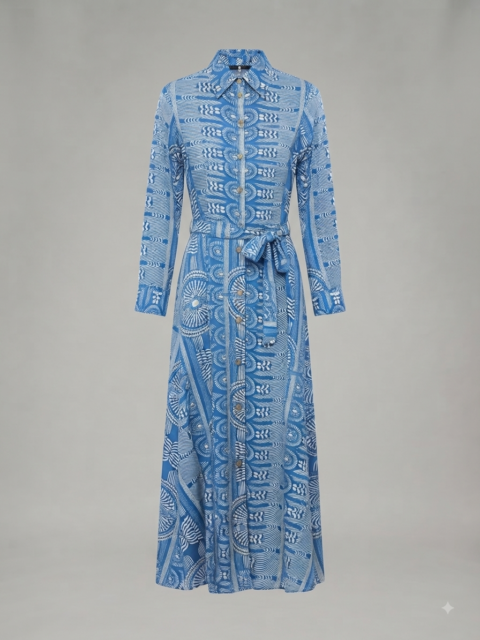 Shirt Dress – Sueno blue (Saree Silk, S/M & L/XL)