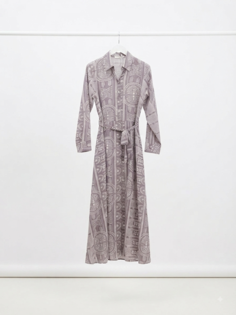 Shirt Dress – Sueno Grey (Saree Silk, S/M & L/XL)