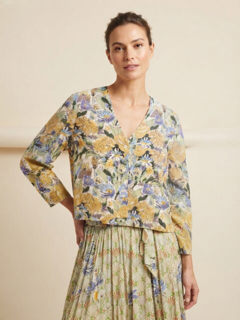 Amiga Top – Garden Blue Cotton, One Size
