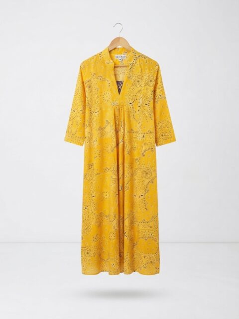 MARSHA DRESS LONG COTTON yellow bandana