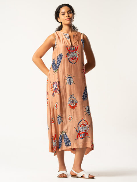 Calliope Cotton Silk Dress – Beetles Pink (S/M, M/L)