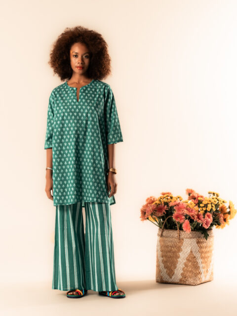 Titli Cotton Tunic – One Size aqua print